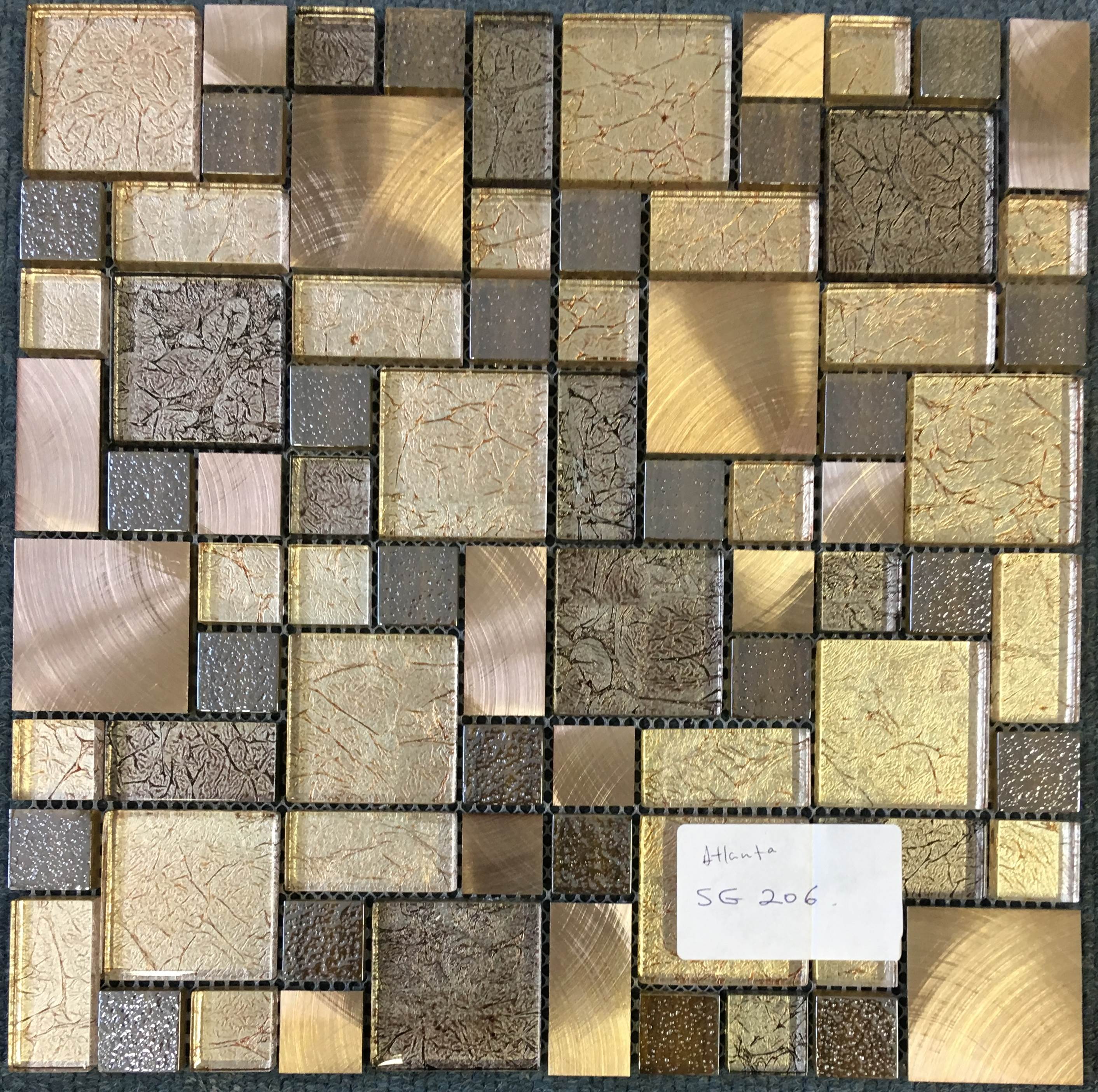Gold And Bronze Glass And Metal Mosaic